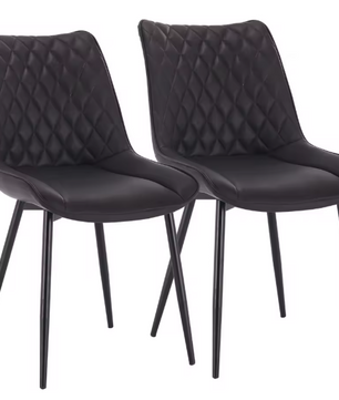 Set van 2 Eetkamerstoelen – Kunstleer & Metalen Poten, Ergonomisch en Comfortabel