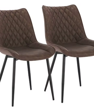 Set van 2 Eetkamerstoelen – Kunstleer & Metalen Poten, Ergonomisch en Comfortabel