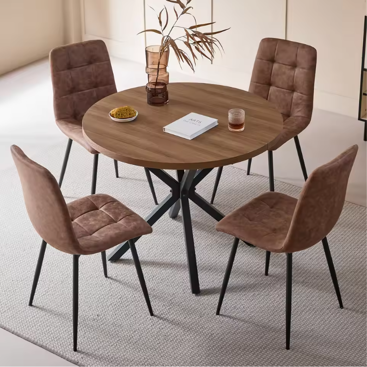 Set van 4 Velvet Eetkamerstoelen – Zachte Zitting & Metalen Poten, Modern en Comfortabel