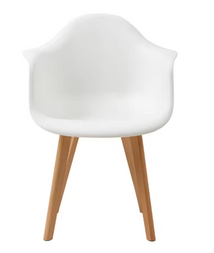 Set van 2 Kunststof Eetkamerstoelen – Armleuningen & Beukenhouten Poten, Modern en Comfortabel
