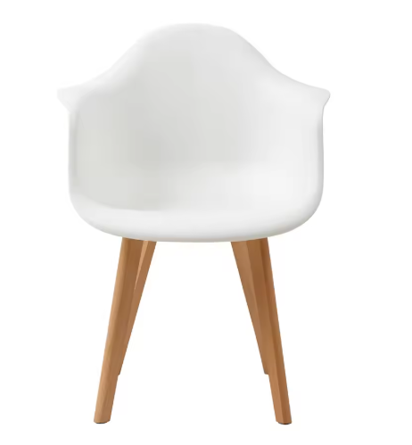 Set van 2 Kunststof Eetkamerstoelen – Armleuningen & Beukenhouten Poten, Modern en Comfortabel