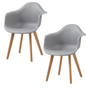 Set van 2 Kunststof Eetkamerstoelen – Armleuningen & Beukenhouten Poten, Modern en Comfortabel