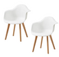 Set van 2 Kunststof Eetkamerstoelen – Armleuningen & Beukenhouten Poten, Modern en Comfortabel