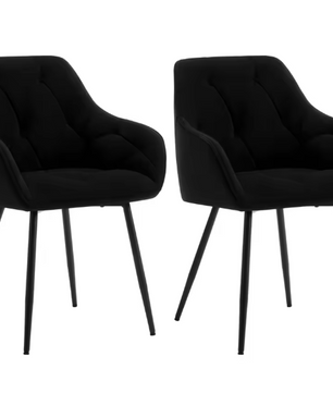Set van 2 Velvet Eetkamerstoelen – Met Armleuningen & Metalen Poten, Ergonomisch en Comfortabel