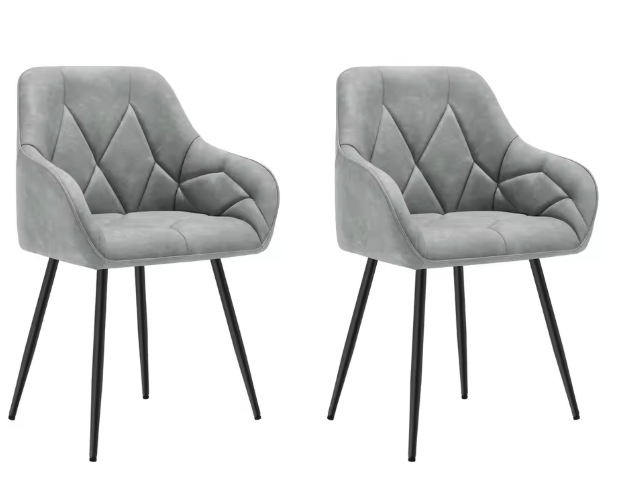 Set van 2 Velvet Eetkamerstoelen – Met Armleuningen & Metalen Poten, Ergonomisch en Comfortabel