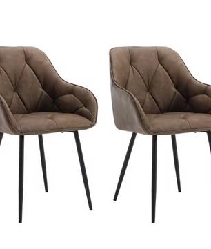 Set van 2 Velvet Eetkamerstoelen – Met Armleuningen & Metalen Poten, Ergonomisch en Comfortabel