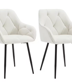 Set van 2 Velvet Eetkamerstoelen – Met Armleuningen & Metalen Poten, Ergonomisch en Comfortabel
