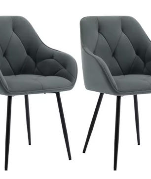 Set van 2 Velvet Eetkamerstoelen – Met Armleuningen & Metalen Poten, Ergonomisch en Comfortabel