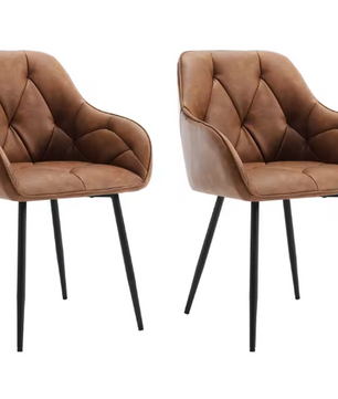 Set van 2 Velvet Eetkamerstoelen – Met Armleuningen & Metalen Poten, Ergonomisch en Comfortabel