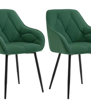 Set van 2 Velvet Eetkamerstoelen – Met Armleuningen & Metalen Poten, Ergonomisch en Comfortabel