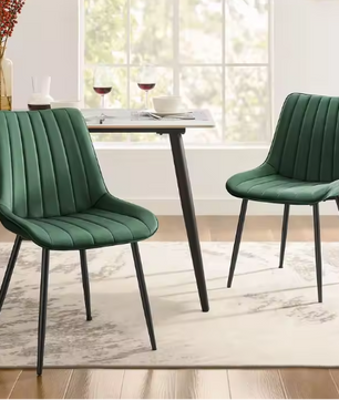 Set van 2 Eetkamerstoelen – Comfortabele Leren Look & Stalen Poten, Ergonomisch Ontwerp