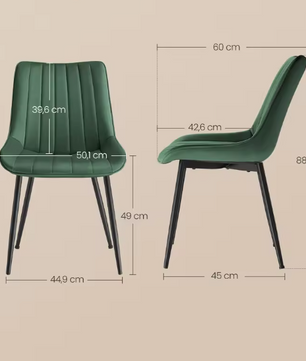 Set van 2 Eetkamerstoelen – Comfortabele Leren Look & Stalen Poten, Ergonomisch Ontwerp