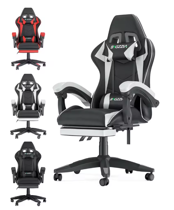 Gamingstoel met Voetsteun – Ergonomisch Ontwerp, Lendensteun & Verstelbare Rugleuning