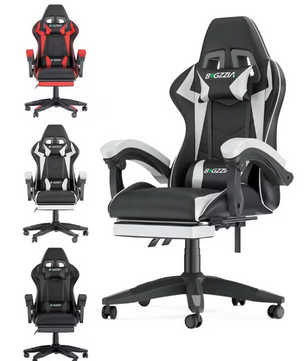 Gamingstoel met Voetsteun – Ergonomisch Ontwerp, Lendensteun & Verstelbare Rugleuning