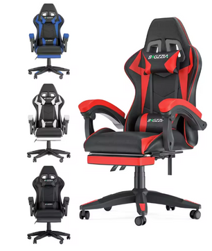 Gamingstoel met Voetsteun – Ergonomisch Ontwerp, Lendensteun & Verstelbare Rugleuning