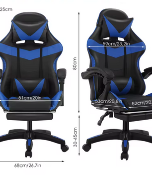 Massage Gamingstoel met Voetsteun – Ergonomisch Ontwerp, Verstelbare Rugleuning & Lendensteun