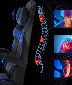Massage Gamingstoel met Voetsteun – Ergonomisch Ontwerp, Verstelbare Rugleuning & Lendensteun