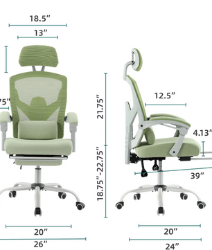 Ergonomische Mesh Gamingstoel met Voetsteun – Verstelbare Rugleuning & Lendensteun