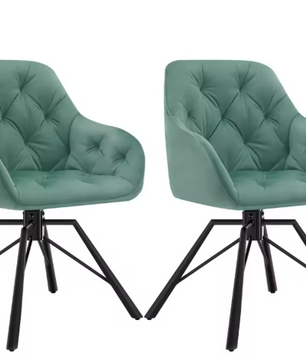 Set van 2 Draaibare Eetkamerstoelen – Ergonomisch Design met Armleuningen & Metalen Poten
