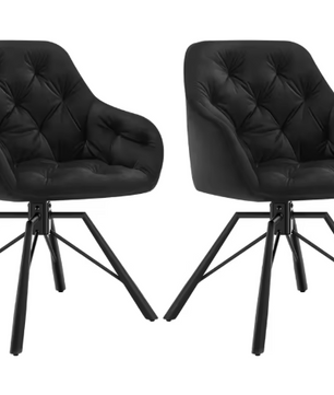Set van 2 Draaibare Eetkamerstoelen – Ergonomisch Design met Armleuningen & Metalen Poten