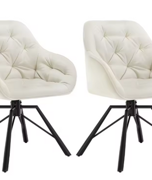 Set van 2 Draaibare Eetkamerstoelen – Ergonomisch Design met Armleuningen & Metalen Poten