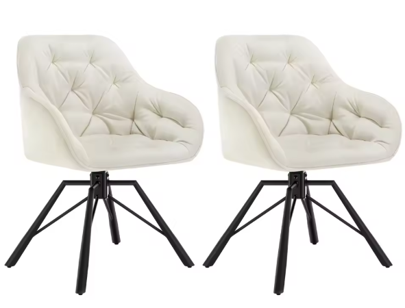 Set van 2 Draaibare Eetkamerstoelen – Ergonomisch Design met Armleuningen & Metalen Poten