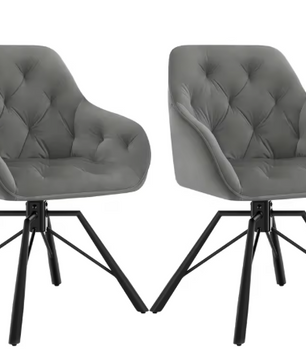 Set van 2 Draaibare Eetkamerstoelen – Ergonomisch Design met Armleuningen & Metalen Poten