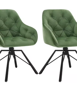 Set van 2 Draaibare Eetkamerstoelen – Ergonomisch Design met Armleuningen & Metalen Poten