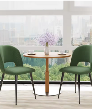 Set van 2 Corduroy Eetkamerstoelen – Gestoffeerde Zitting & Verstelbare Metalen Poten, Modern en Comfortabel