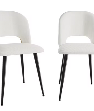 Set van 2 Corduroy Eetkamerstoelen – Gestoffeerde Zitting & Verstelbare Metalen Poten, Modern en Comfortabel