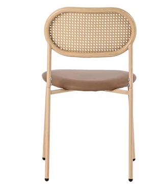 Set van 4 Rotan Eetkamerstoelen – PU-Zitting & Metalen Poten, Stijlvol en Comfortabel