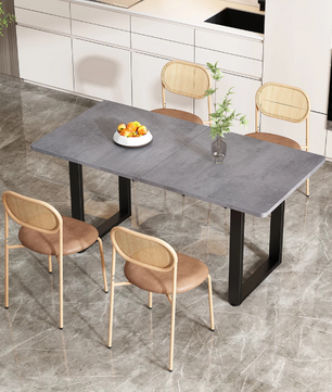 Set van 4 Rotan Eetkamerstoelen – PU-Zitting & Metalen Poten, Stijlvol en Comfortabel