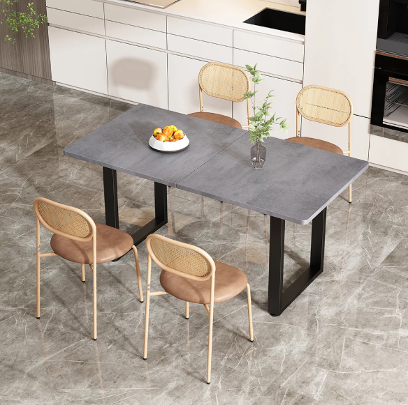 Set van 4 Rotan Eetkamerstoelen – PU-Zitting & Metalen Poten, Stijlvol en Comfortabel