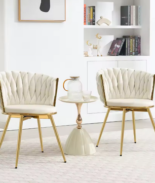 Set van 2 Draaibare Velvet Eetkamerstoelen – Ergonomisch & Comfortabel met Metalen Poten
