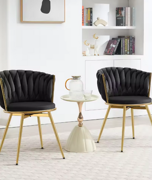 Set van 2 Draaibare Velvet Eetkamerstoelen – Ergonomisch & Comfortabel met Metalen Poten