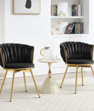 Set van 2 Draaibare Velvet Eetkamerstoelen – Ergonomisch & Comfortabel met Metalen Poten