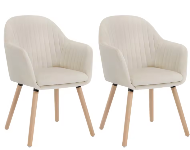 Set van 2 Velvet Eetkamerstoelen met Armleuningen – Ergonomisch & Comfortabel