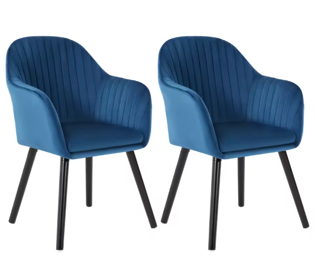 Set van 2 Velvet Eetkamerstoelen met Armleuningen – Ergonomisch & Comfortabel