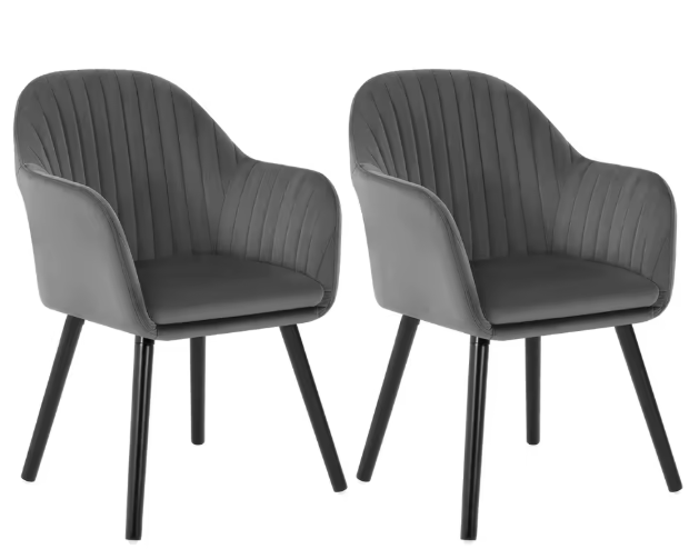 Set van 2 Velvet Eetkamerstoelen met Armleuningen – Ergonomisch & Comfortabel