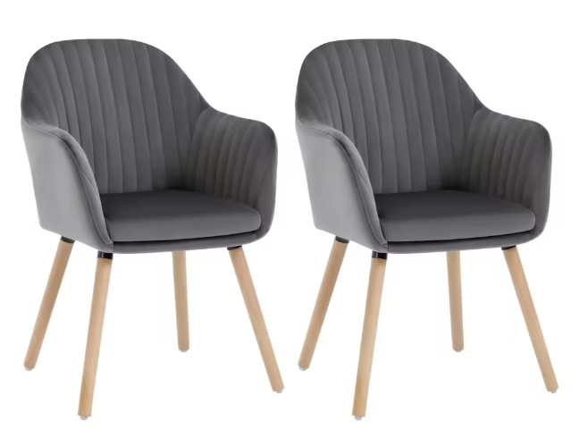 Set van 2 Velvet Eetkamerstoelen met Armleuningen – Ergonomisch & Comfortabel