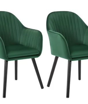Set van 2 Velvet Eetkamerstoelen met Armleuningen – Ergonomisch & Comfortabel