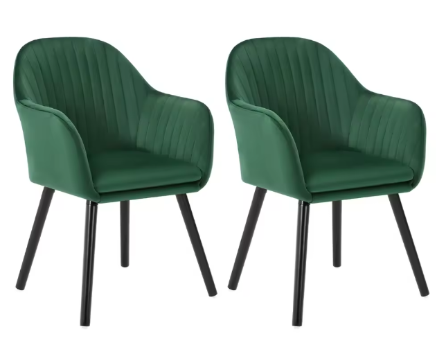 Set van 2 Velvet Eetkamerstoelen met Armleuningen – Ergonomisch & Comfortabel