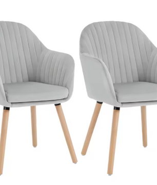 Set van 2 Velvet Eetkamerstoelen met Armleuningen – Ergonomisch & Comfortabel