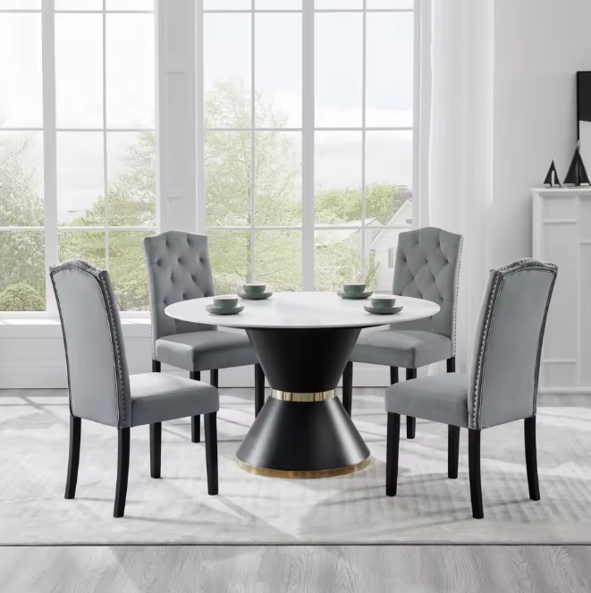 Set van 2 Scandinavische Eetkamerstoelen – Velvet/Linnen Bekleding & Houten Poten, Ergonomisch en Stijlvol