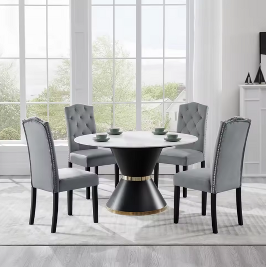 Set van 2 Scandinavische Eetkamerstoelen – Velvet/Linnen Bekleding & Houten Poten, Ergonomisch en Stijlvol