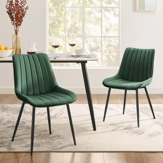 Set van 2 Gestoffeerde Eetkamerstoelen – Fluwelen Bekleding & Metalen Poten, Ergonomisch en Comfortabel