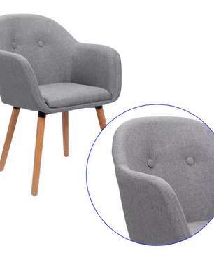 Linnen Eetkamerstoel met Armleuningen – Houten Frame & Ergonomisch Ontwerp