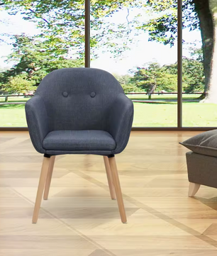 Linnen Eetkamerstoel met Armleuningen – Houten Frame & Ergonomisch Ontwerp