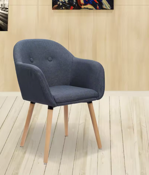 Linnen Eetkamerstoel met Armleuningen – Houten Frame & Ergonomisch Ontwerp