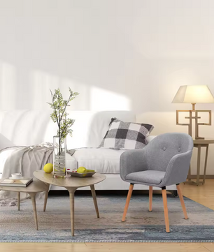 Linnen Eetkamerstoel met Armleuningen – Houten Frame & Ergonomisch Ontwerp
